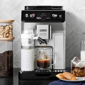 super automated espresso machine making a coffee